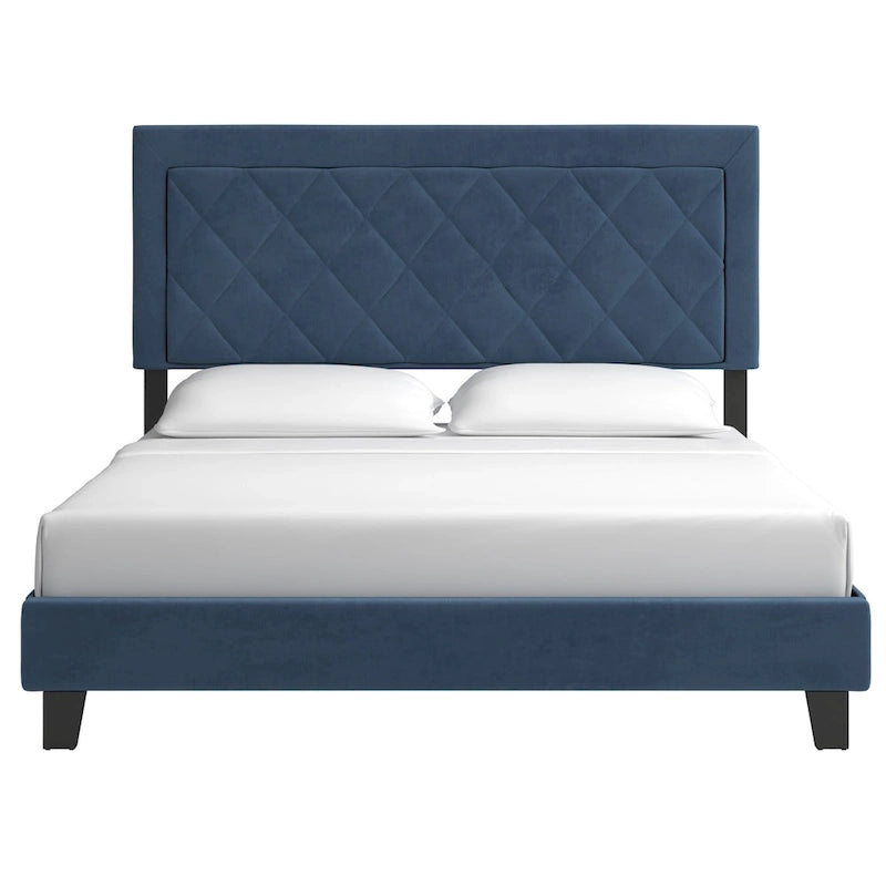 Lit plateforme en tissu velours