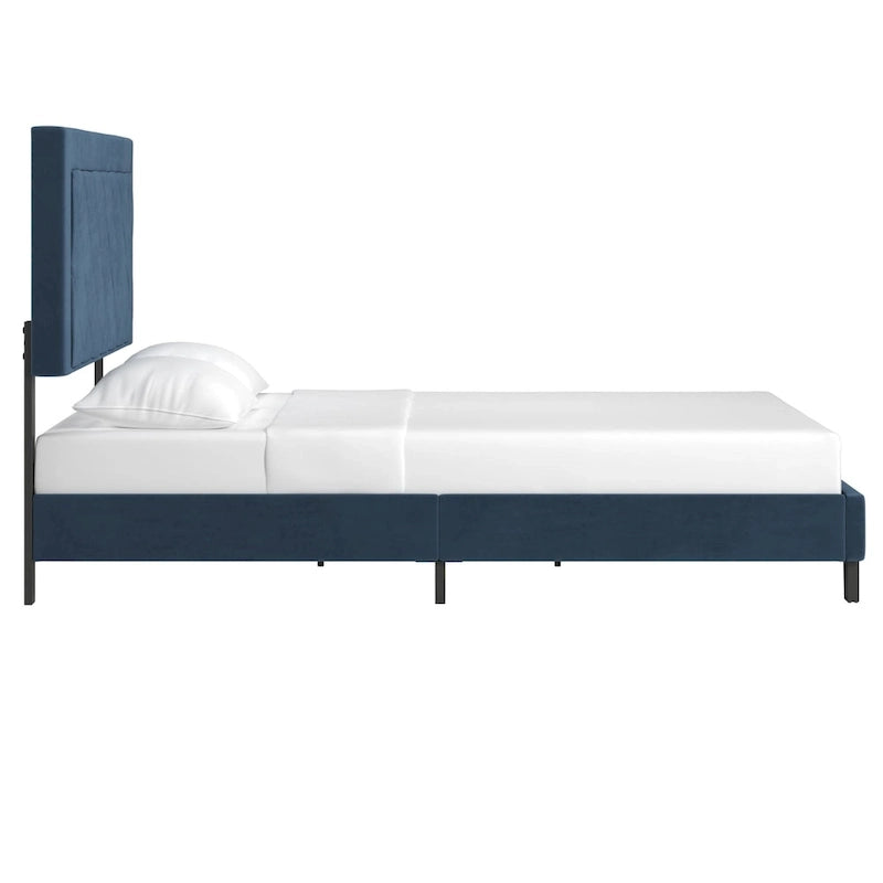 Lit plateforme en tissu velours
