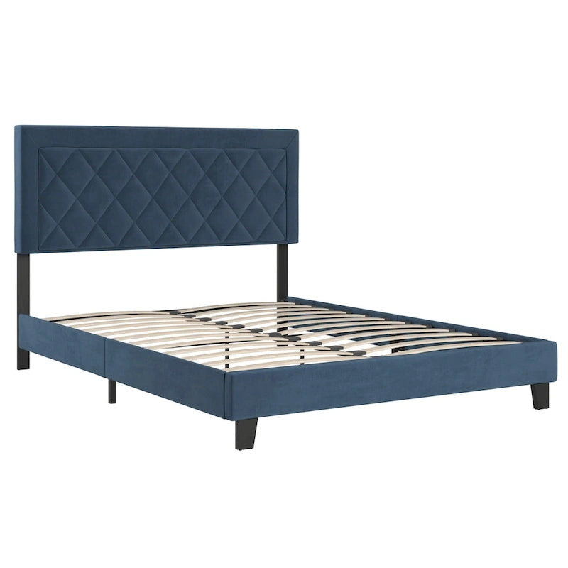Lit plateforme en tissu velours