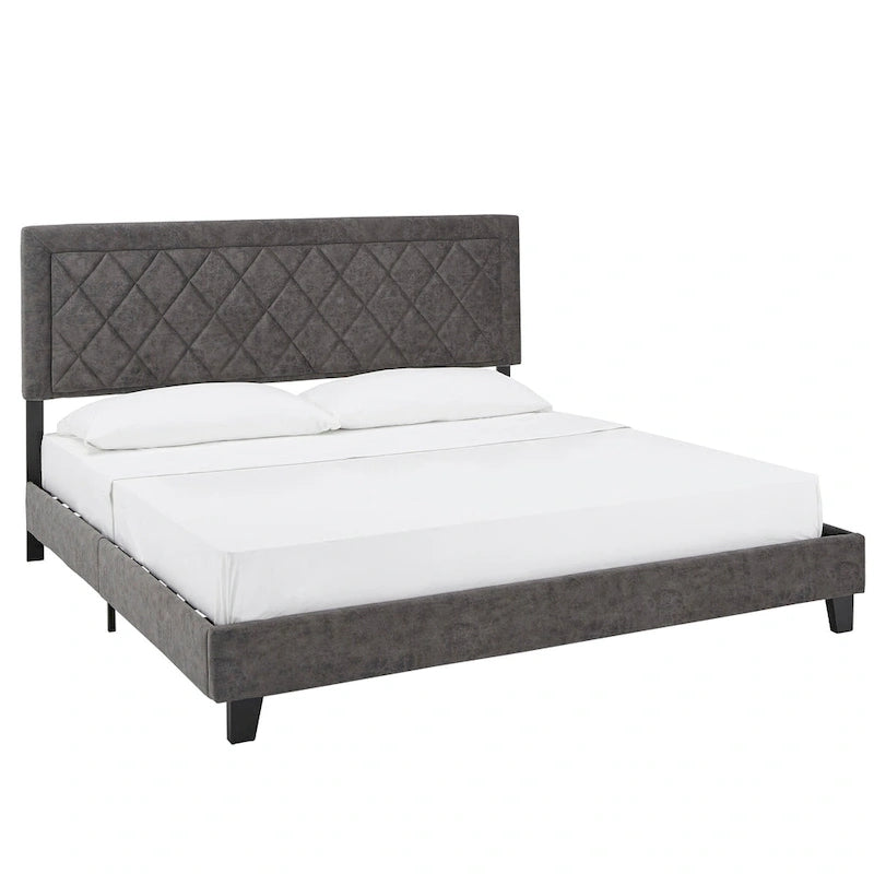 Lit plateforme en tissu velours