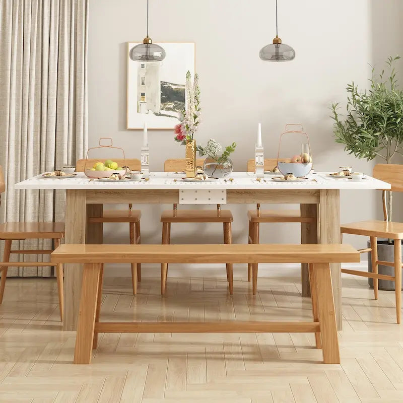 Bureau en bois rectangulaire / Table de salle à manger extensible