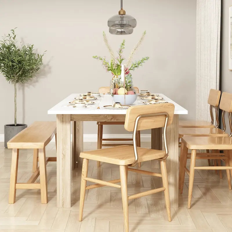 Bureau en bois rectangulaire / Table de salle à manger extensible