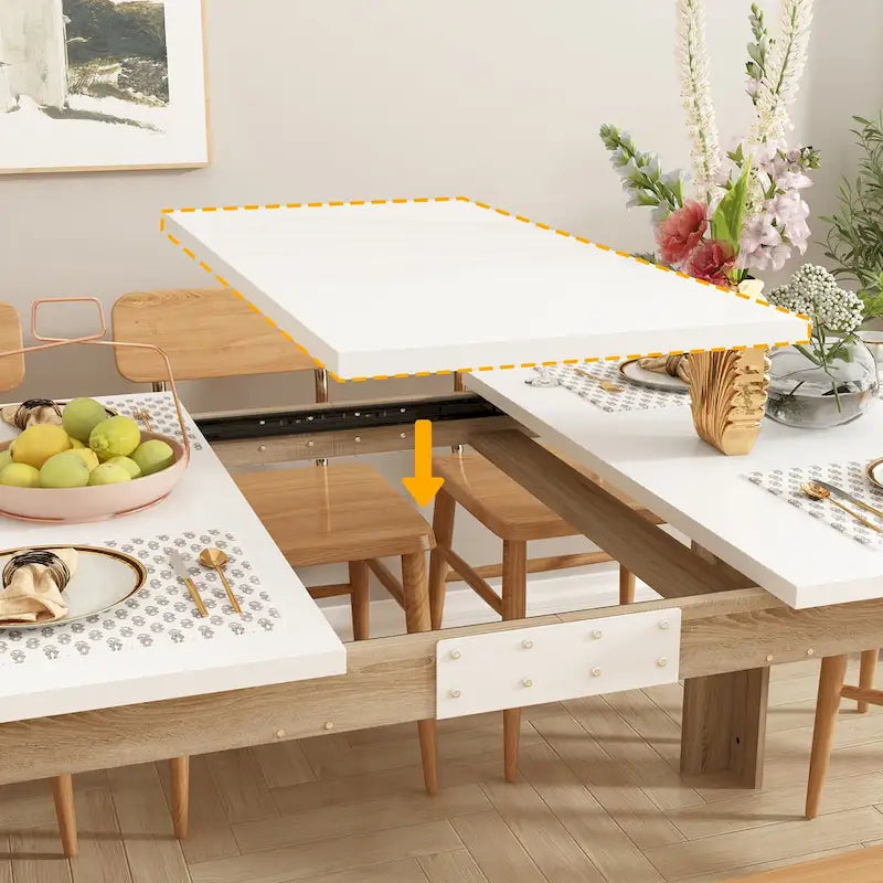 Bureau en bois rectangulaire / Table de salle à manger extensible