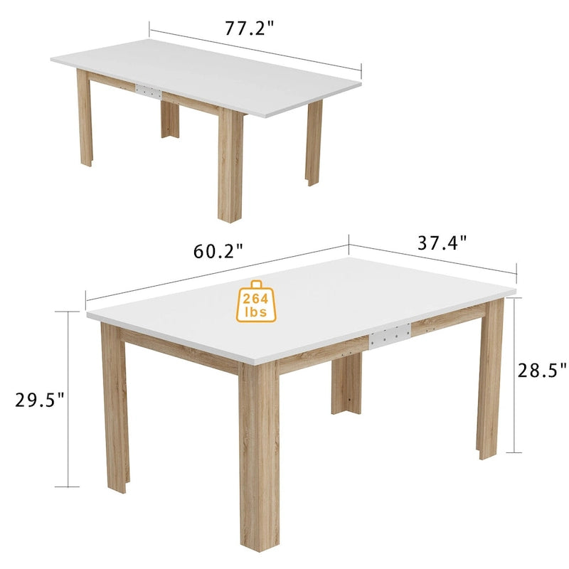 Bureau en bois rectangulaire / Table de salle à manger extensible