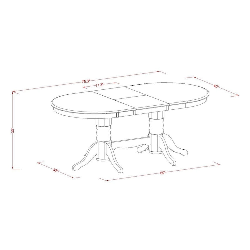 Plateau de table de cuisine ovale et base à double piédestal
