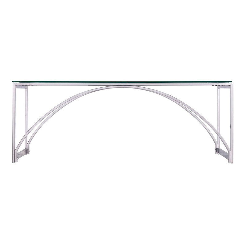 Table basse contemporaine en verre et argent