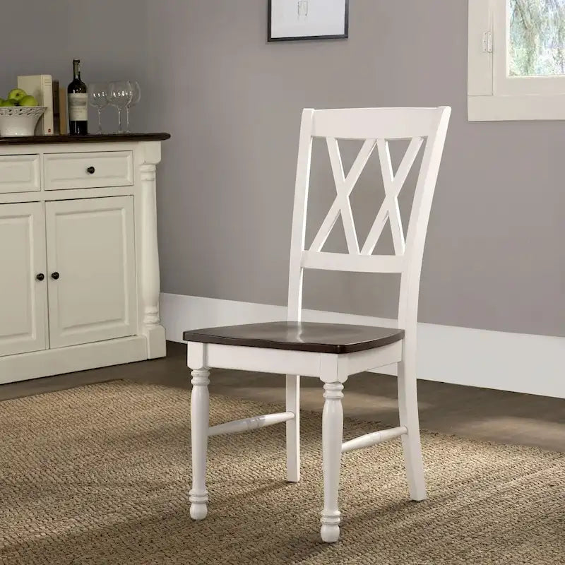 Chaise de salle à manger en bois merisier/blanc antique