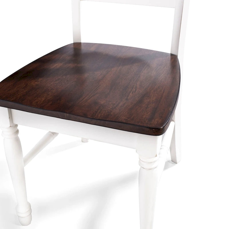 Chaise de salle à manger en bois merisier/blanc antique
