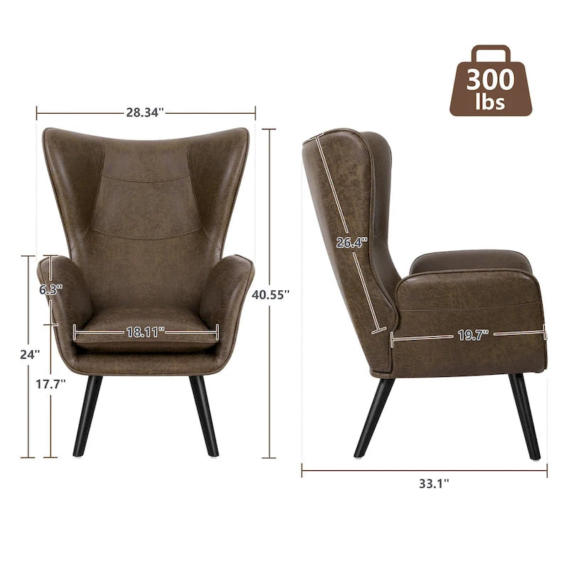 Fauteuil d'appoint capitonné à oreilles