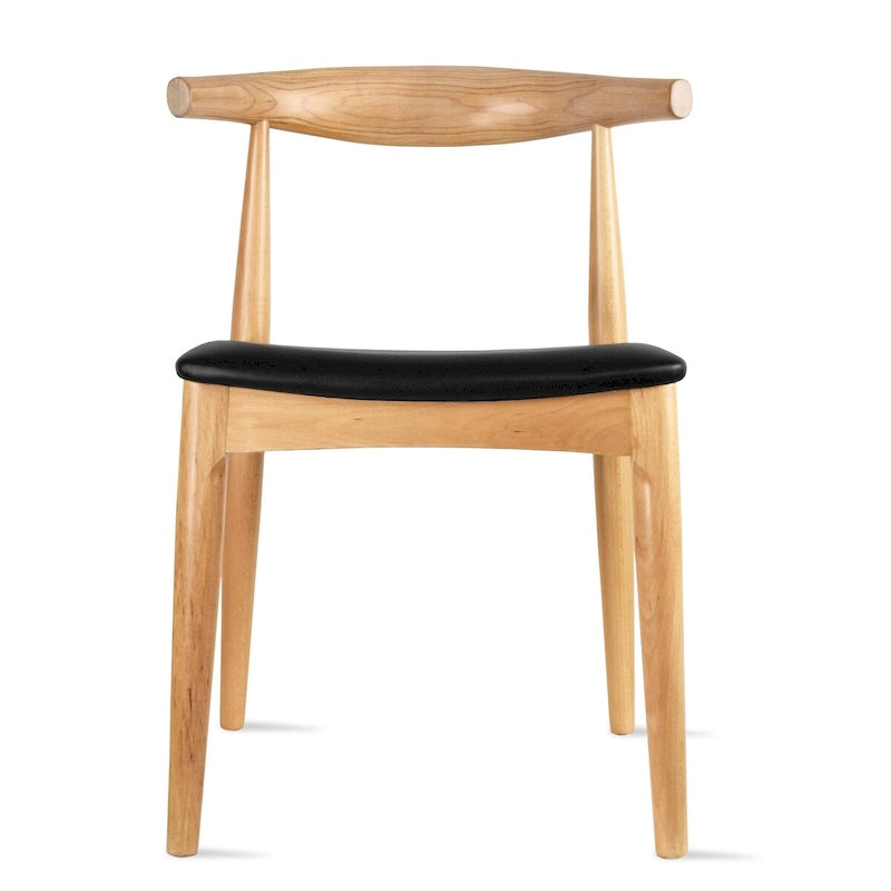 Chaise de salle à manger en bois massif avec coussin en cuir PU et accoudoirs
