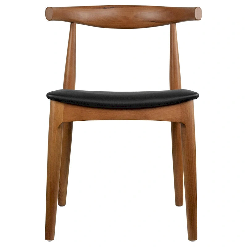 Chaise de salle à manger en bois massif avec coussin en cuir PU et accoudoirs