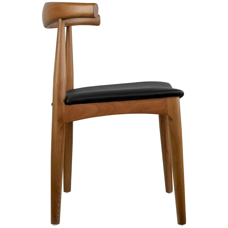 Chaise de salle à manger en bois massif avec coussin en cuir PU et accoudoirs