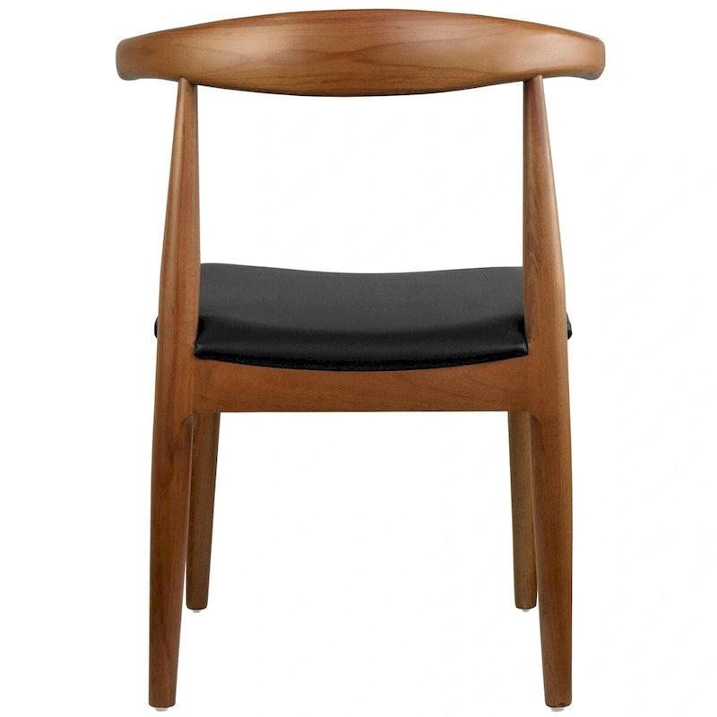 Chaise de salle à manger en bois massif avec coussin en cuir PU et accoudoirs