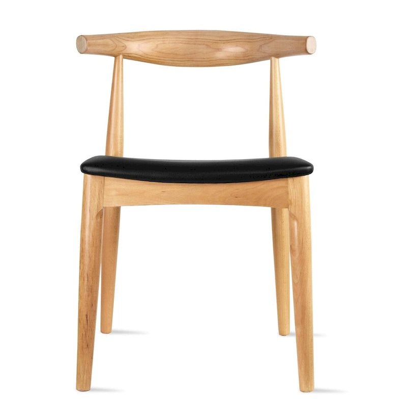 Chaise de salle à manger en bois massif avec coussin en cuir PU et accoudoirs