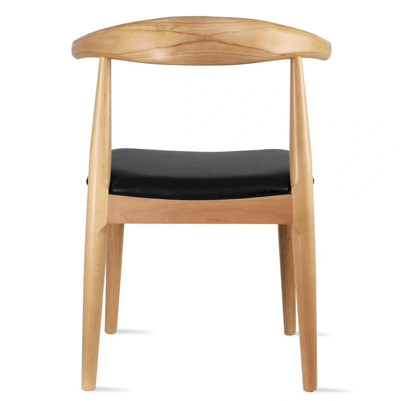 Chaise de salle à manger en bois massif avec coussin en cuir PU et accoudoirs