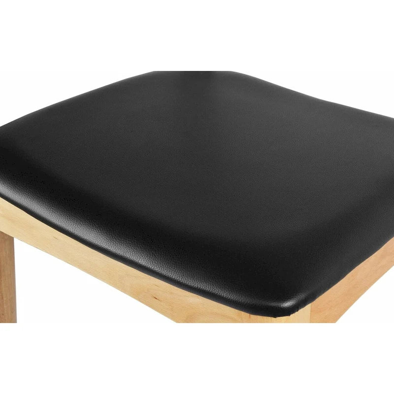 Chaise de salle à manger en bois massif avec coussin en cuir PU et accoudoirs