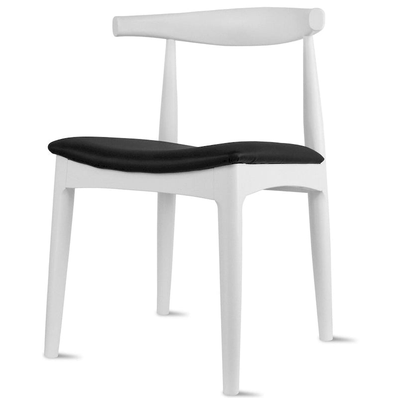 Chaise de salle à manger en bois massif avec coussin en cuir PU et accoudoirs