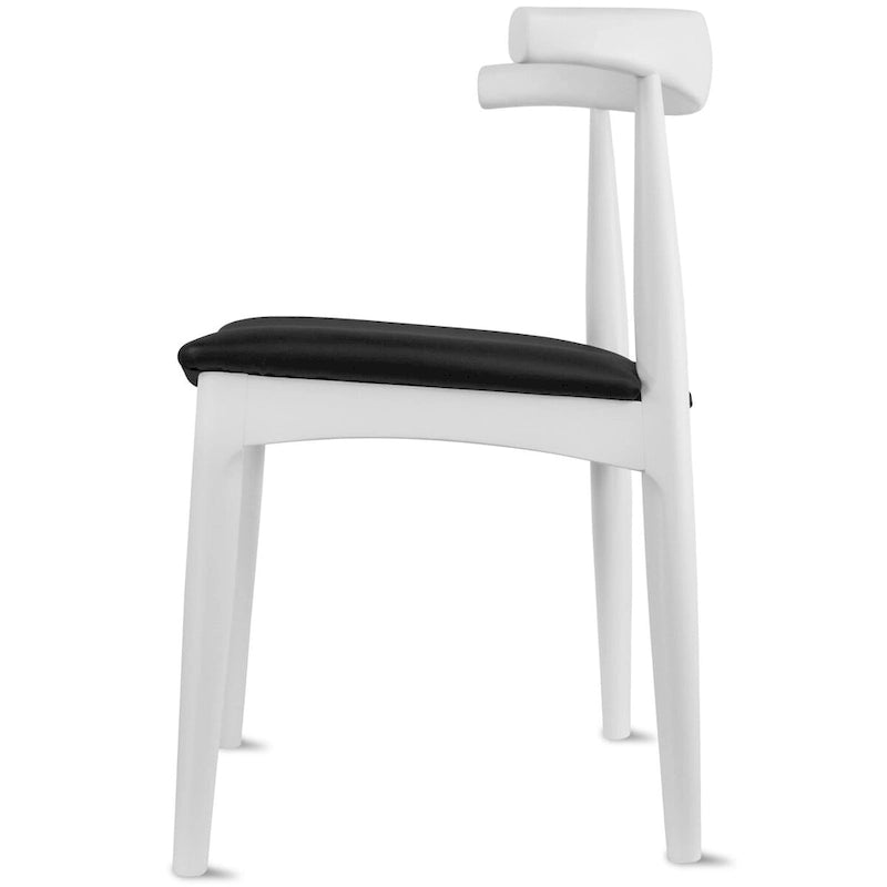 Chaise de salle à manger en bois massif avec coussin en cuir PU et accoudoirs