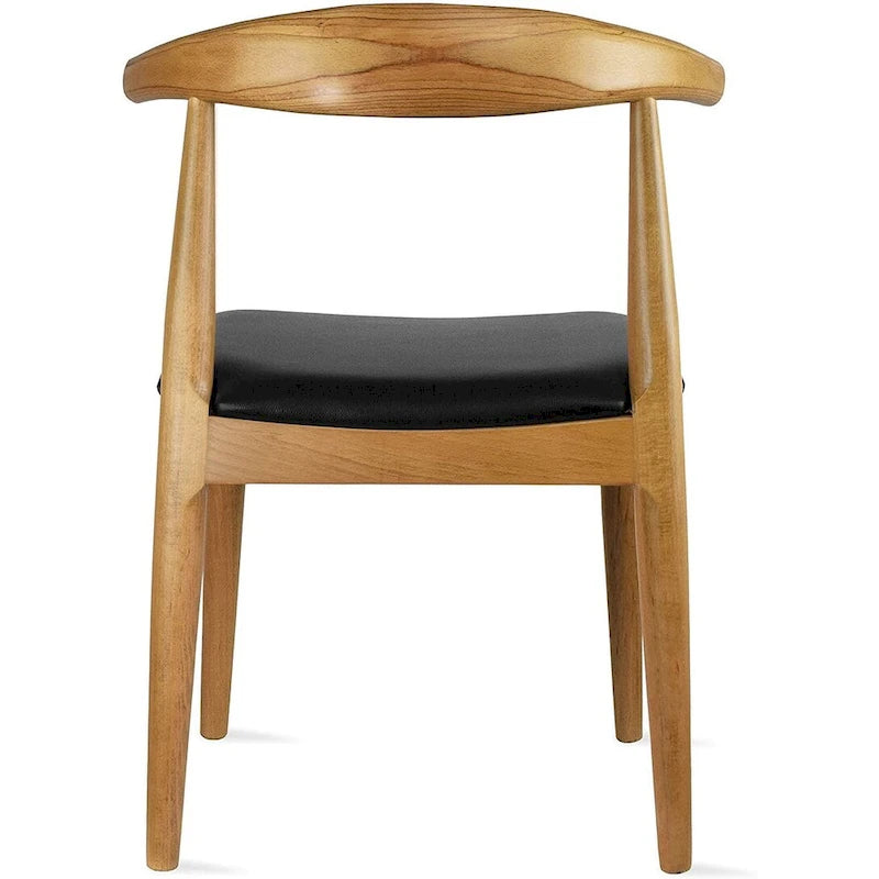 Chaise de salle à manger en bois massif avec coussin en cuir PU et accoudoirs