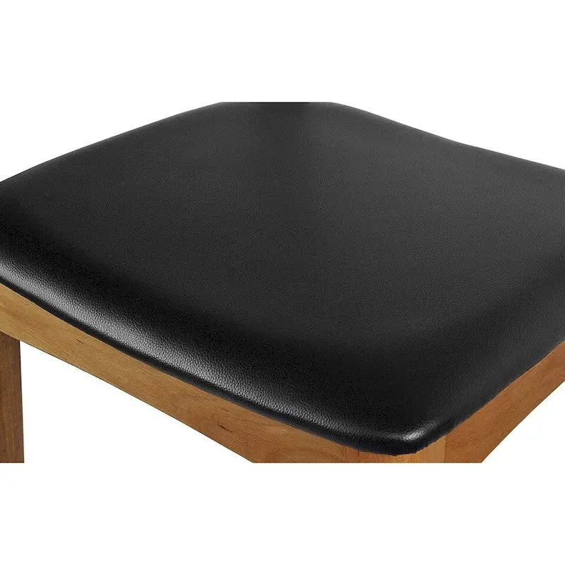 Chaise de salle à manger en bois massif avec coussin en cuir PU et accoudoirs