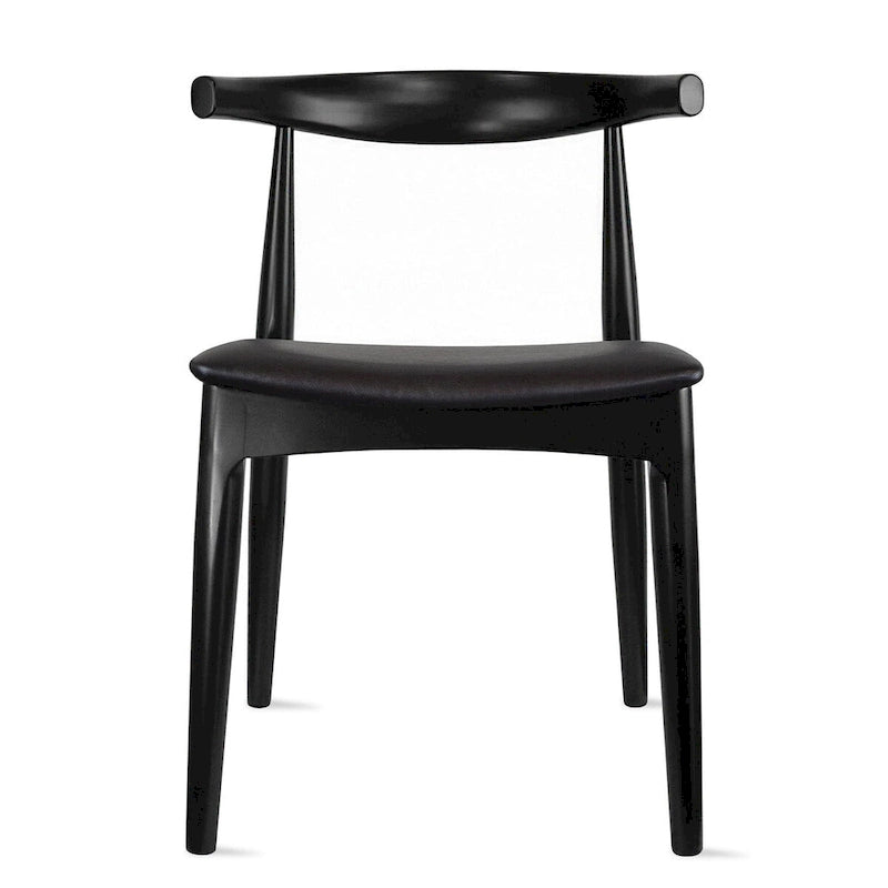 Chaise de salle à manger en bois massif avec coussin en cuir PU et accoudoirs