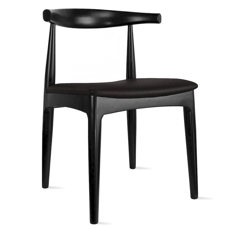 Chaise de salle à manger en bois massif avec coussin en cuir PU et accoudoirs