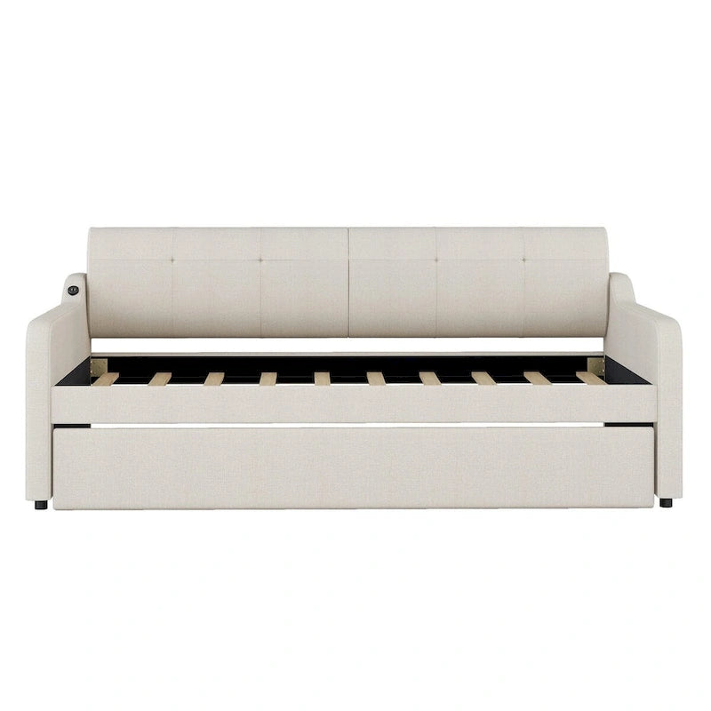 Lit de repos rembourré avec lit gigogne et chargement USB