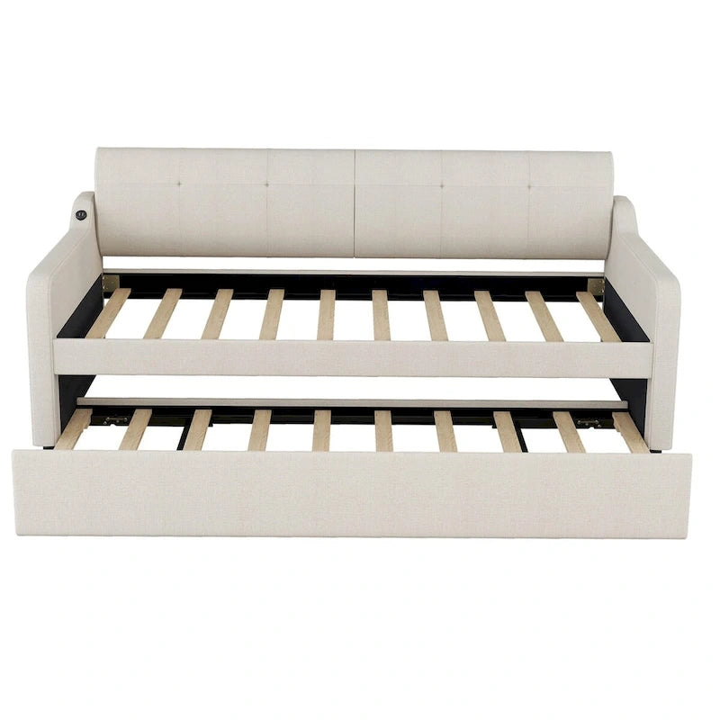 Lit de repos rembourré avec lit gigogne et chargement USB