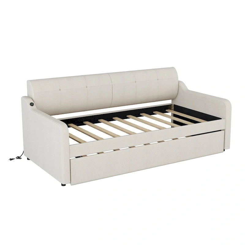 Lit de repos rembourré avec lit gigogne et chargement USB