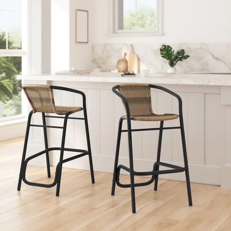 Tabourets de bar en rotin d'intérieur/d'extérieur