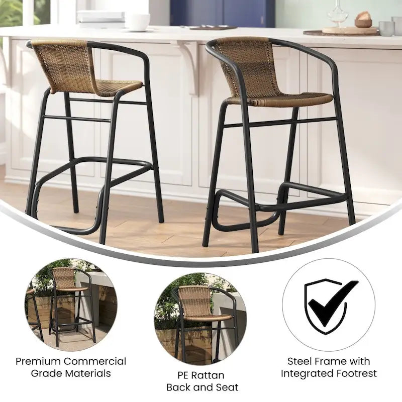 Tabourets de bar en rotin d'intérieur/d'extérieur