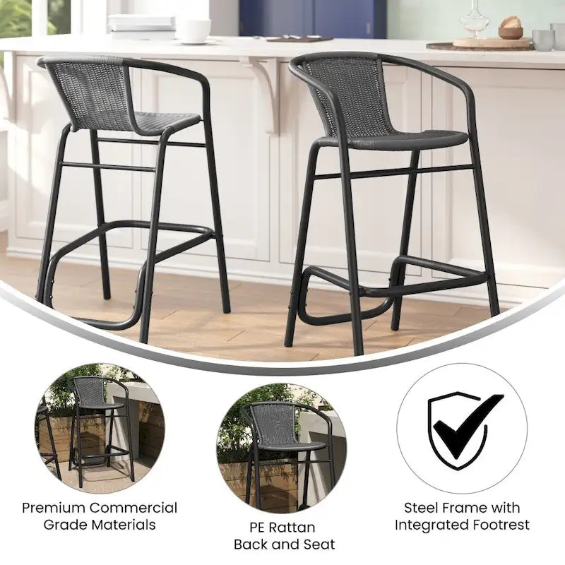 Tabourets de bar en rotin d'intérieur/d'extérieur