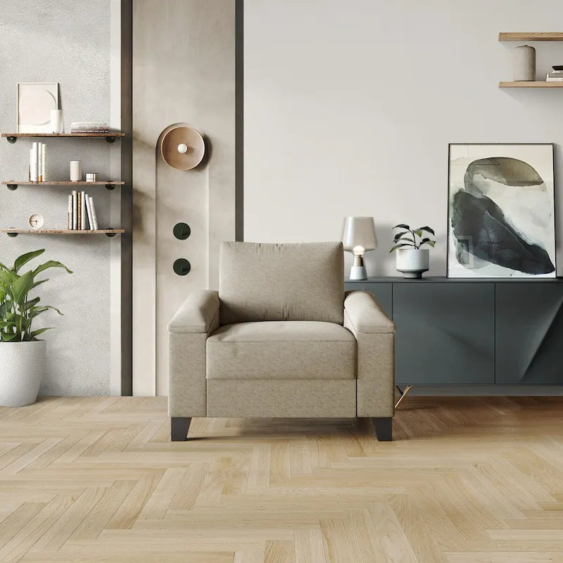 Fauteuil en lin rembourré de style simple