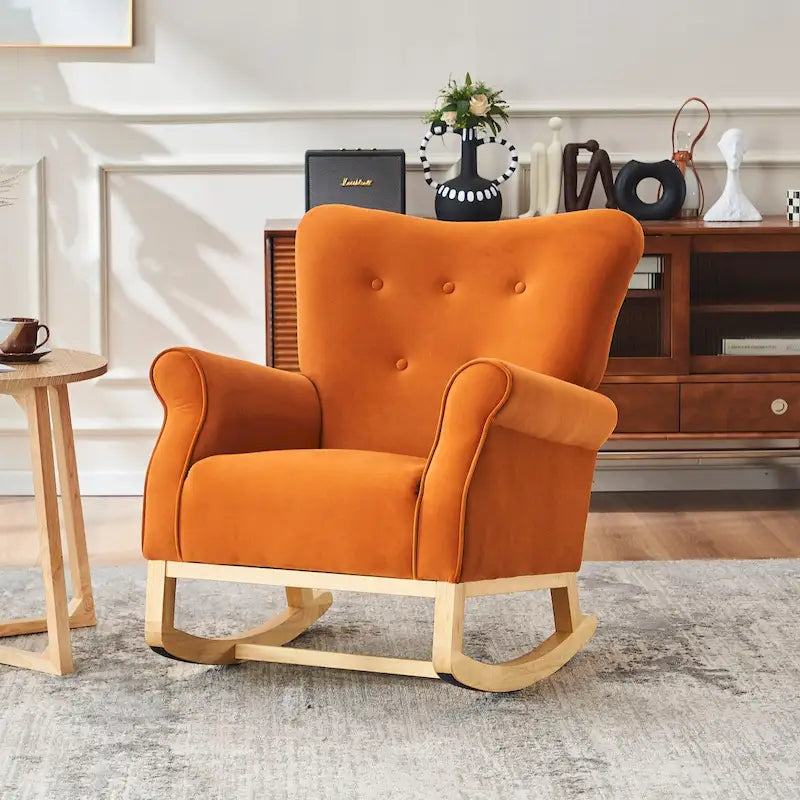 Fauteuil à bascule confortable pour chambre d'enfant, rembourré en tissu