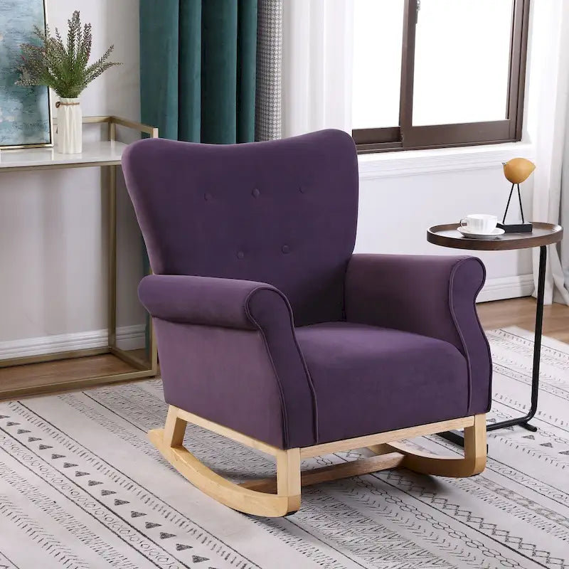 Fauteuil à bascule confortable pour chambre d'enfant, rembourré en tissu