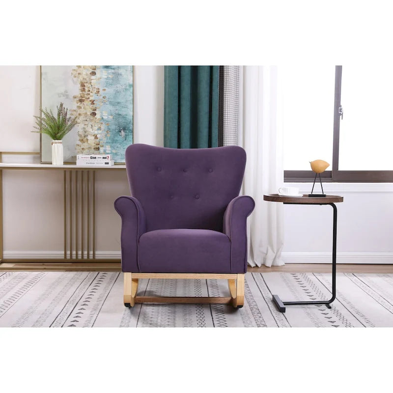 Fauteuil à bascule confortable pour chambre d'enfant, rembourré en tissu