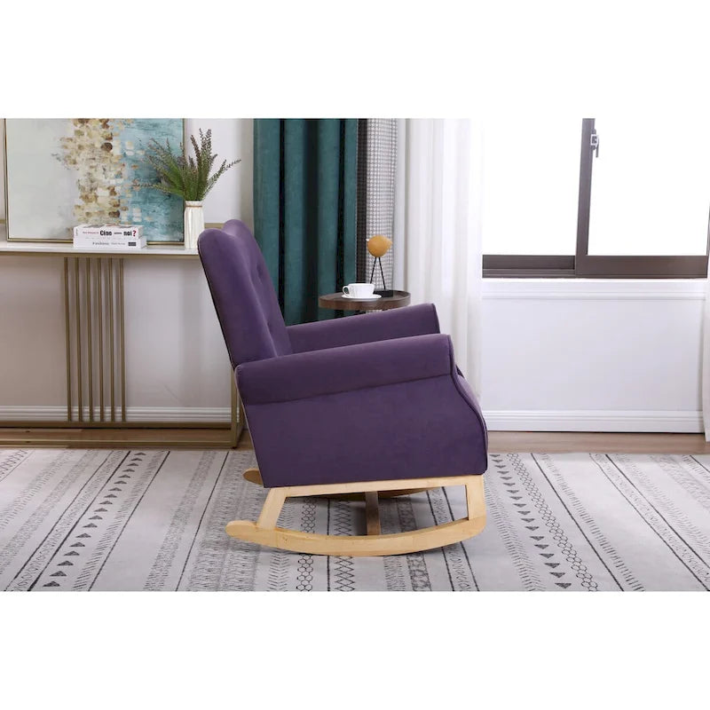 Fauteuil à bascule confortable pour chambre d'enfant, rembourré en tissu