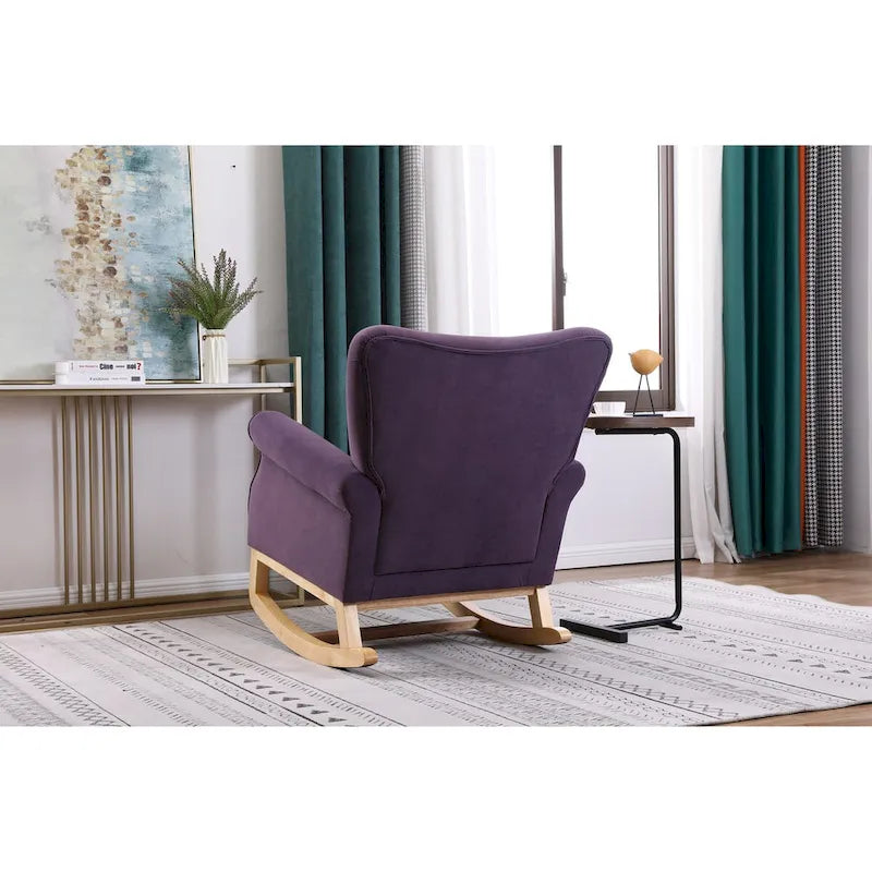 Fauteuil à bascule confortable pour chambre d'enfant, rembourré en tissu