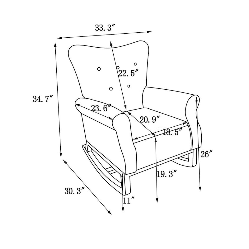 Fauteuil à bascule confortable pour chambre d'enfant, rembourré en tissu