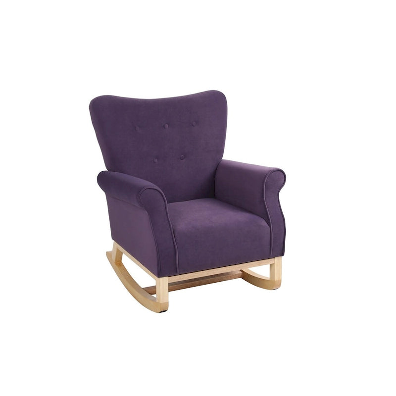 Fauteuil à bascule confortable pour chambre d'enfant, rembourré en tissu