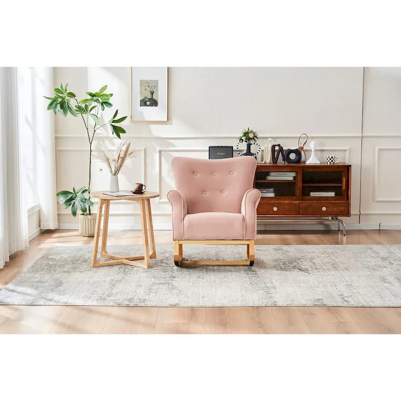 Fauteuil à bascule confortable pour chambre d'enfant, rembourré en tissu