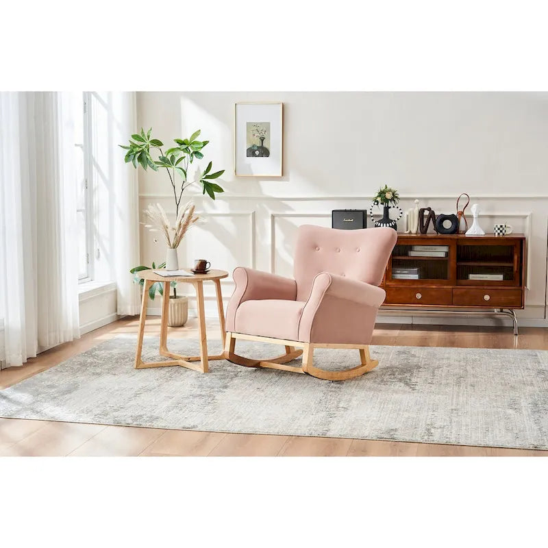 Fauteuil à bascule confortable pour chambre d'enfant, rembourré en tissu