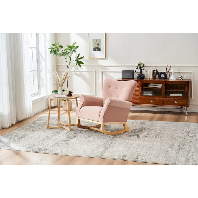 Fauteuil à bascule confortable pour chambre d'enfant, rembourré en tissu