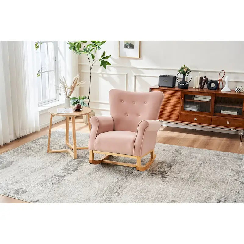 Fauteuil à bascule confortable pour chambre d'enfant, rembourré en tissu