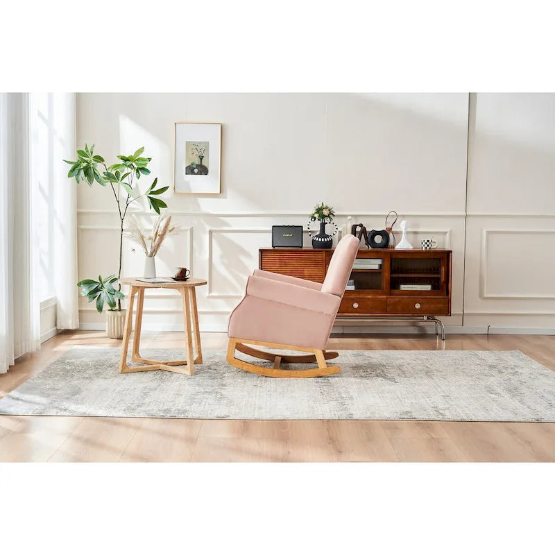 Fauteuil à bascule confortable pour chambre d'enfant, rembourré en tissu