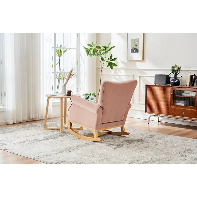 Fauteuil à bascule confortable pour chambre d'enfant, rembourré en tissu