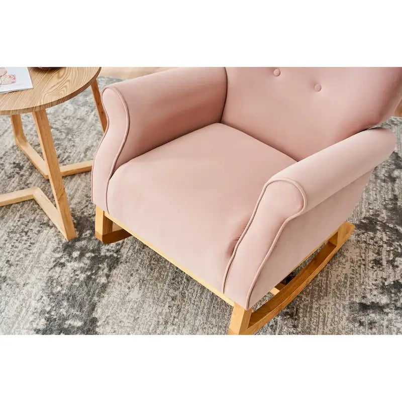 Fauteuil à bascule confortable pour chambre d'enfant, rembourré en tissu