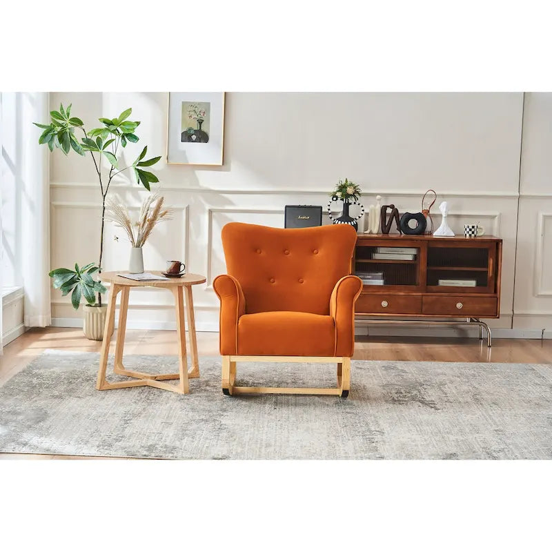Fauteuil à bascule confortable pour chambre d'enfant, rembourré en tissu