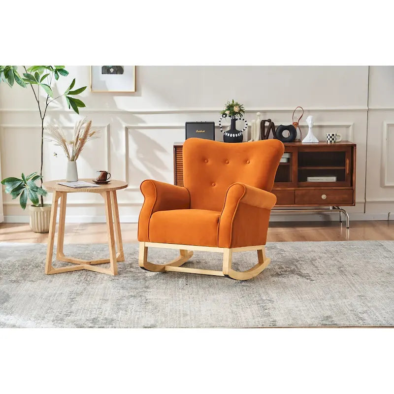Fauteuil à bascule confortable pour chambre d'enfant, rembourré en tissu