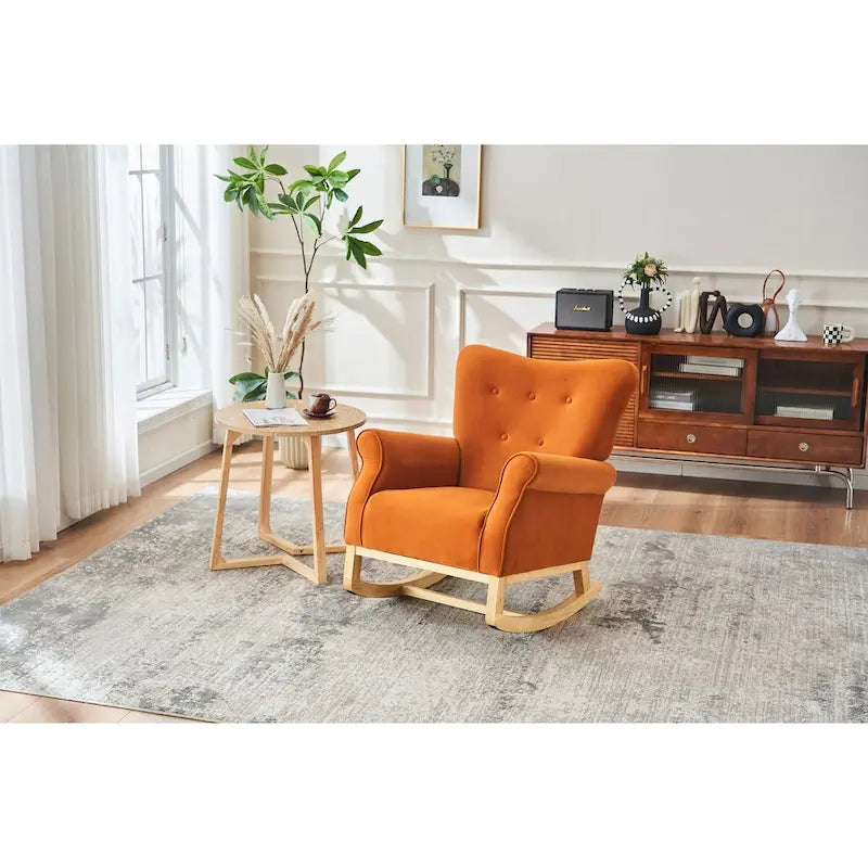Fauteuil à bascule confortable pour chambre d'enfant, rembourré en tissu